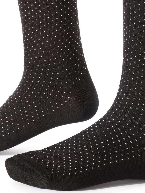 Micro Dot Black  Cotton Socks