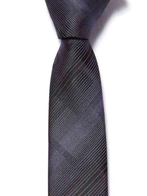 Striped Purple Polyester Skinny Tie