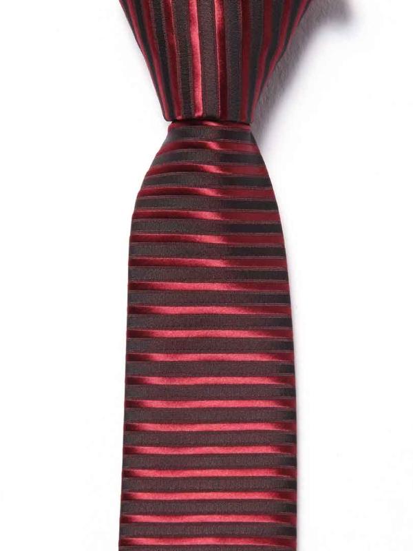 ZT-208 Striped Burgundy Polyester Tie