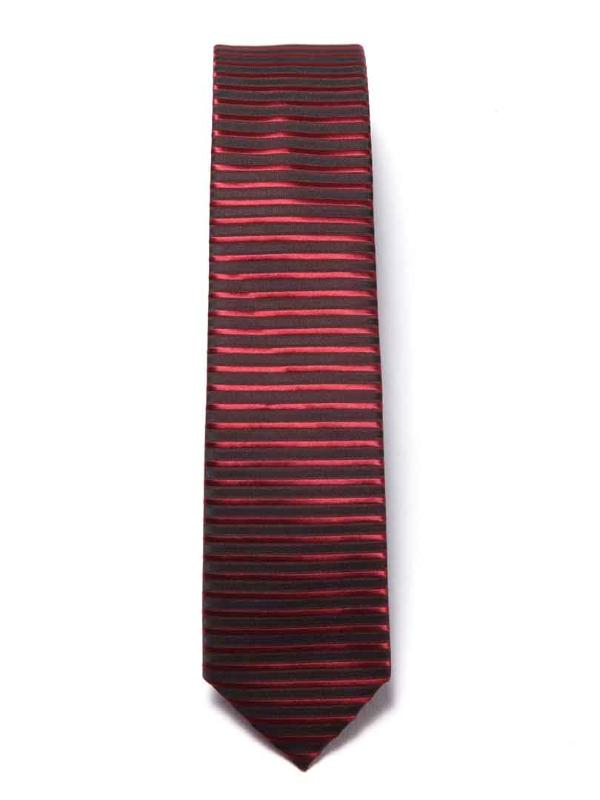 ZT-208 Striped Burgundy Polyester Tie