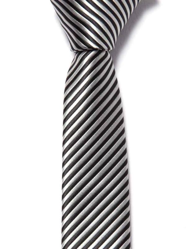 ZT-209 Striped Silver Polyester Tie